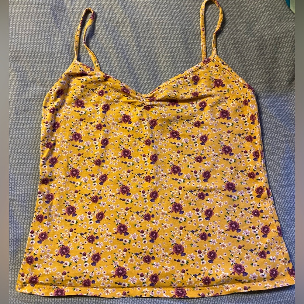 Yellow floral tank top